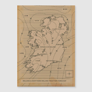 Vintage Wetterkarte für Irland und Nordirland Magnetkarte
