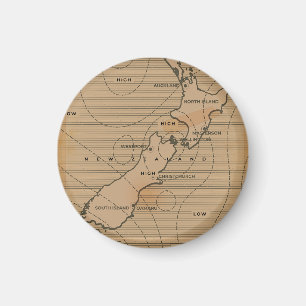 Vintage Wetterkarte Neuseelands Magnet