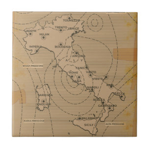 Vintage-Wetterkarte von Italien, Scilly und Sardin Fliese
