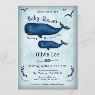 Vintage Whale Baby Dusche Einladung
