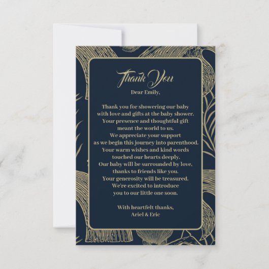 Vintage Whale Blue Baby Dusche Dankeskarte (Vorderseite)