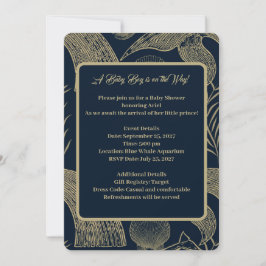 Vintage Whale Blue Baby Dusche Einladung