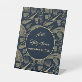 Vintage Whale Blue Baby Dusche Sockelschild