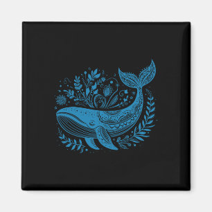 Vintage Whale Floral 90er Jahre Meeresbiologie Tie Magnet