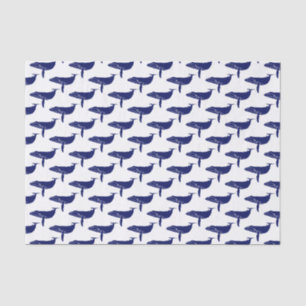 Vintage Whale-Silhouette Zeichnend Blau Seidenpapier