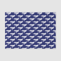 Vintage Whale-Silhouette Zeichnend White Blue