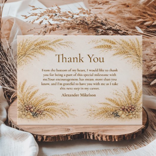 Vintage Wheat Field Graduation Party Dankeskarte