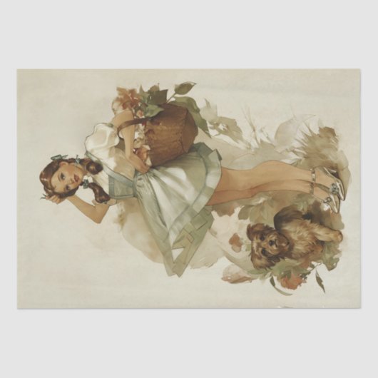 Vintage Whimsical Dorothy und Toto Seidenpapier (Vorderseite)