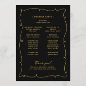 Vintage Whimsical Elegante Black and Gold Hochzeit Programm (Rückseite)