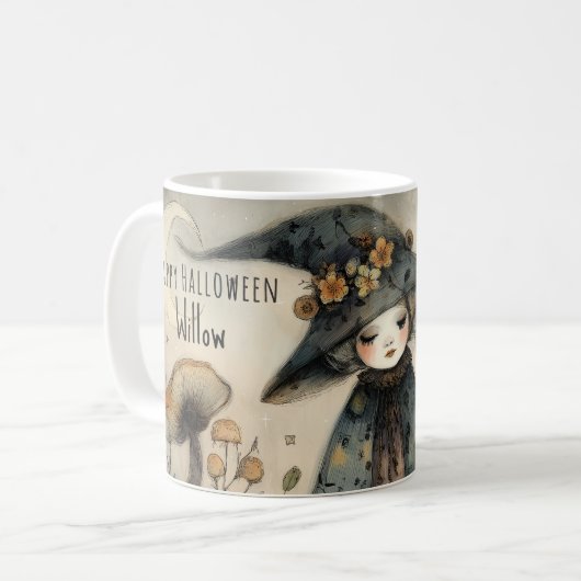 Vintage Whimsical Halloween, Personalisiert Kaffeetasse (Vorderseite Links)