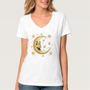 Vintage Whimsical Mann im Mond Golden Celesti T-Shirt
