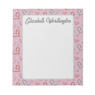 Vintage whimsical mehrfarbige Herzen Zeichnung  Notizblock