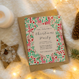 Vintage Whimsical Pink Rentier, Weihnachtsmuster Einladung