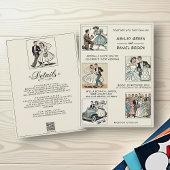 Vintage Whimsical Romantic 50er Comic Book Wedding Einladung
