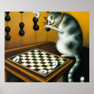VINTAGE WHIMSICAL SCHACH LIEBHABER DEKOR POSTER