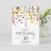Vintage Whimsical-Wildblumen 40. Geburtstag Einladung (Stehend Vorderseite)