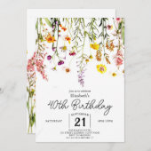 Vintage Whimsical-Wildblumen 40. Geburtstag Einladung (Vorne/Hinten)