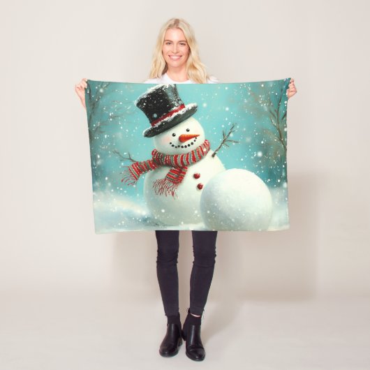 Vintage Whimsical Winter Snowman Joy Fleecedecke (Beispiel)