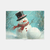 Vintage Whimsical Winter Snowman Joy Fleecedecke (Vorderseite (Horizontal))