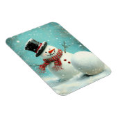Vintage Whimsical Winter Snowman Joy Magnet (Rechte Seite)
