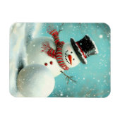 Vintage Whimsical Winter Snowman Joy Magnet (Horizontal)