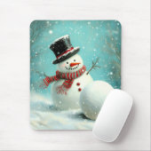 Vintage Whimsical Winter Snowman Joy Mousepad (Mit Mouse)