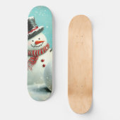 Vintage Whimsical Winter Snowman Joy Skateboard (Vorderseite)