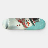 Vintage Whimsical Winter Snowman Joy Skateboard (Horizontal)