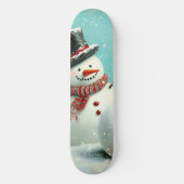 Vintage Whimsical Winter Snowman Joy Skateboard (Vorderseite)