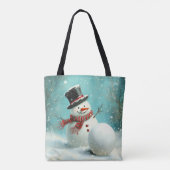 Vintage Whimsical Winter Snowman Joy Tasche (Rückseite)