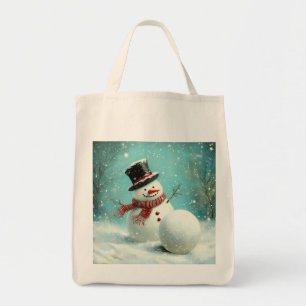 Vintage Whimsical Winter Snowman Joy Tragetasche