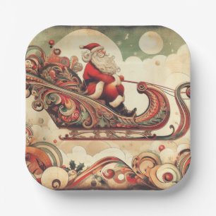 vintage/whimsisch/Weihnachtsmann/Weihnachten Pappteller