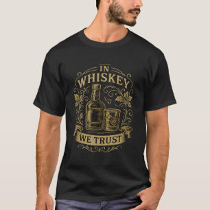 Vintage Whiskey-Emblem - Retro-Flasche & Glasdesi T-Shirt