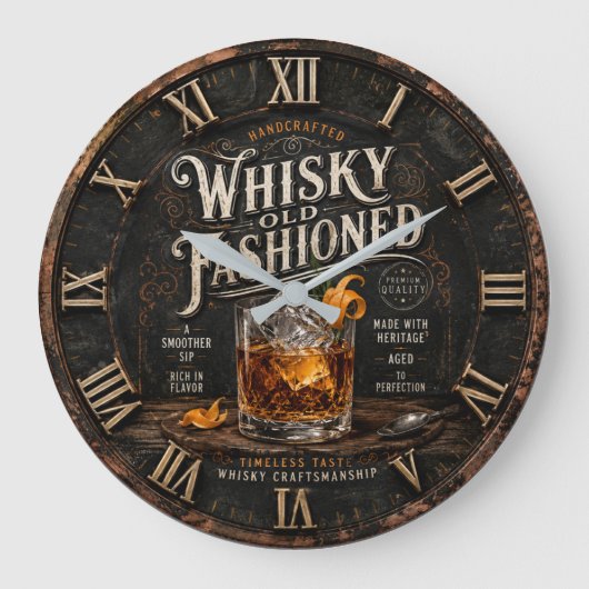 Vintage Whiskey  Große Wanduhr (Vorderseite)