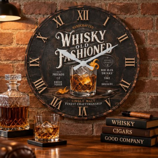 Vintage Whiskey  Große Wanduhr