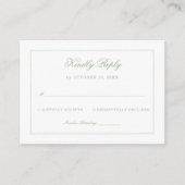 Vintage White and Sage Green Wedding Response Begleitkarte (Vorderseite)