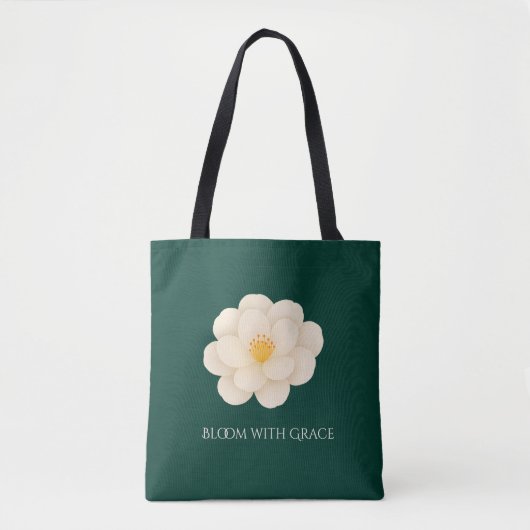 Vintage White Camellia Forest Green Elegant Tasche (Vorderseite)