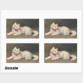 Vintage White Cat Art von Sofie Sperlich Rechteckiger Aufkleber (Blatt)