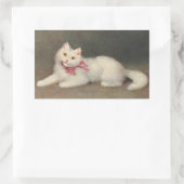 Vintage White Cat Art von Sofie Sperlich Rechteckiger Aufkleber (Tasche)