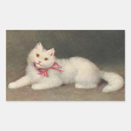 Vintage White Cat Art von Sofie Sperlich Rechteckiger Aufkleber
