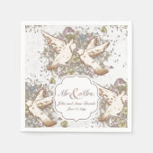 Vintage White Doves Muster Hochzeit Napkins Serviette (Vorderseite)