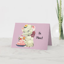 Vintage White Elephant isst Kuchen Dessert Card