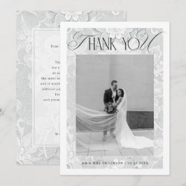 Vintage White Floral Lace Wedding Dankeskarte