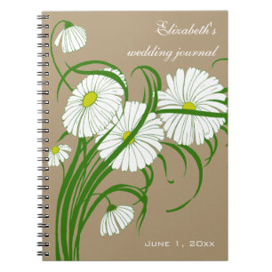 Vintage White Gerber Daisy Blume Hochzeitsstift Se Notizblock