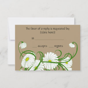 Vintage White Gerber Daisy Blume Hochzeitsstift Se RSVP Karte