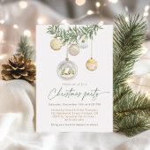 Vintage White Gold ornament Christmas party Einladung