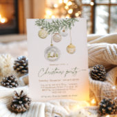Vintage White Gold ornament Christmas party Einladung