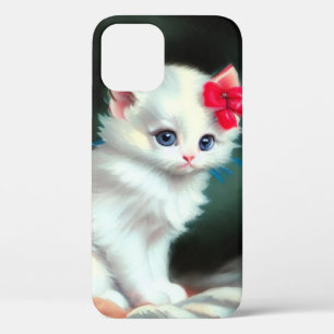 Vintage White Kitten Illustration mit roten Blume Case-Mate iPhone Hülle