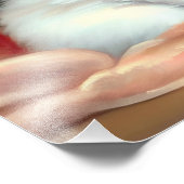 Vintage White Kitten Illustration mit roten Blume Fotodruck (Ecke)