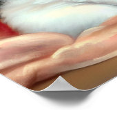 Vintage White Kitten Illustration mit roten Blume Poster (Ecke)